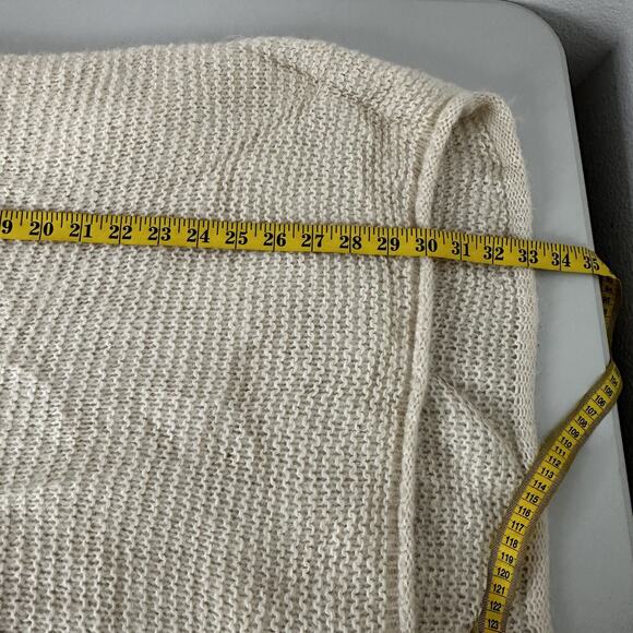Free People Sweater Womens Large Ivory Boxy Boho Lagenlook Alpaca Chunky Knit - Picture 12 of 13